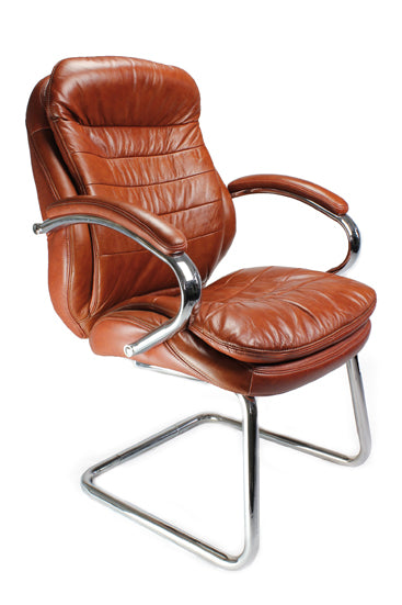 AVANSYS Santiago C Chrome Cantilever Framed Luxurious Leather Meeting/Visitors Armchair - Tan