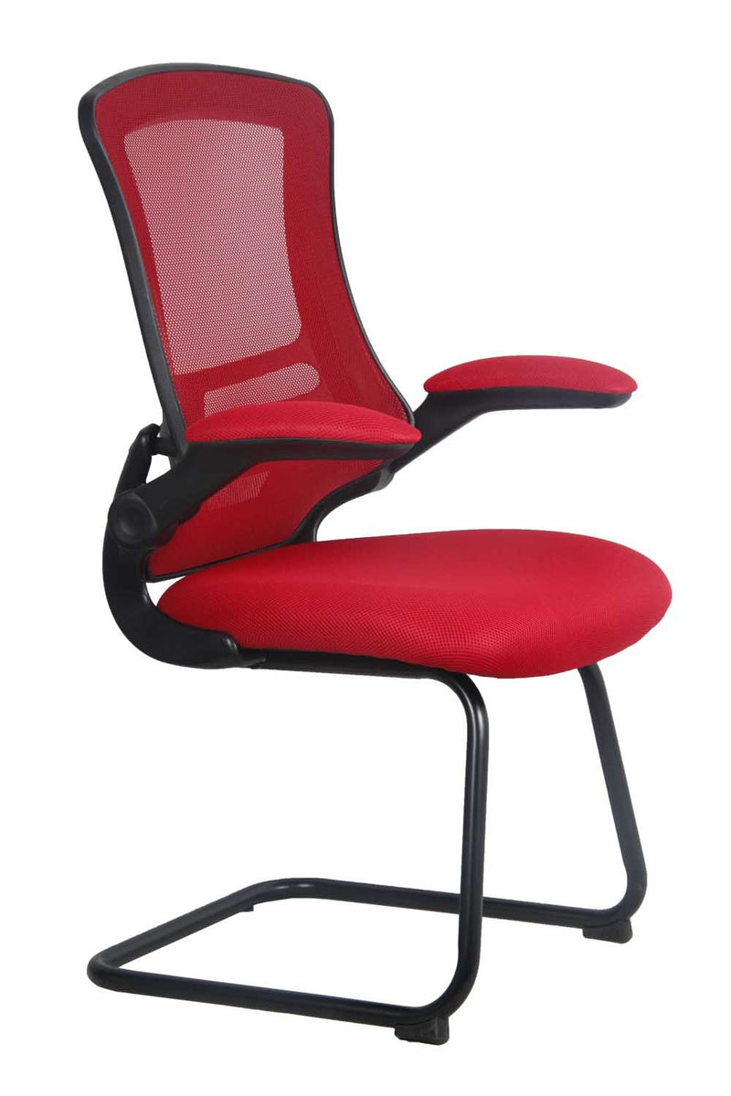 AVANSYS Welkom-C Cantilever Framed Meeting/Visitors Mesh Back Chair with Black Frame - Red