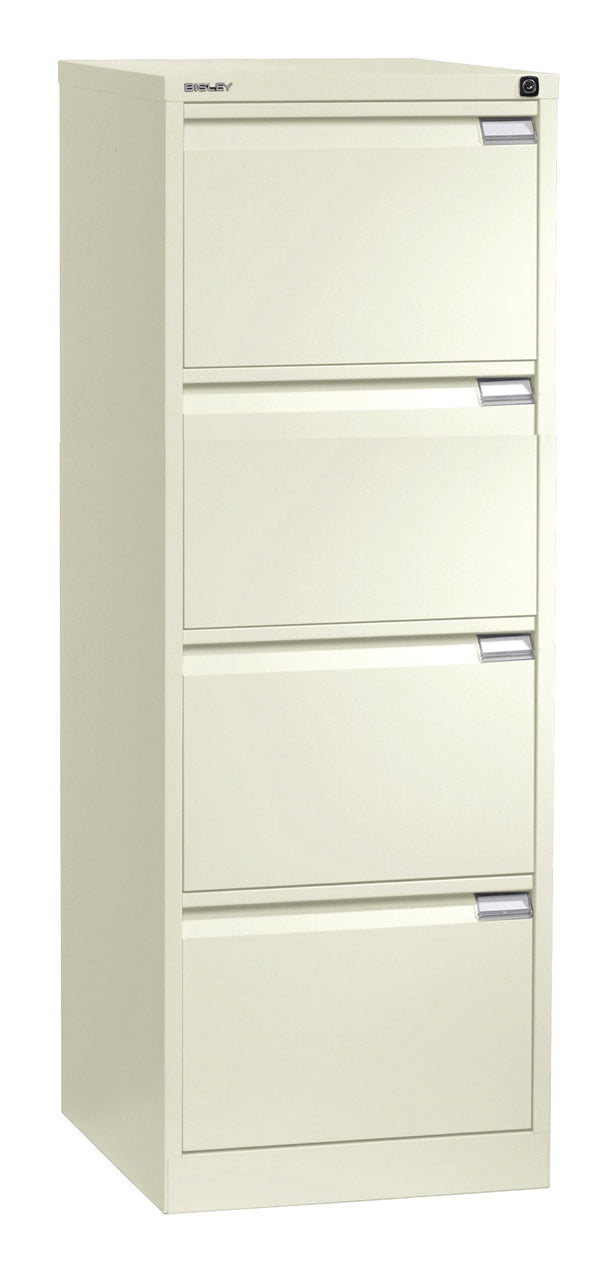 Bisley BS4E High Quality 4-Drawer Filing Cabinet, CHALK WHITE - 10 Year Guarantee
