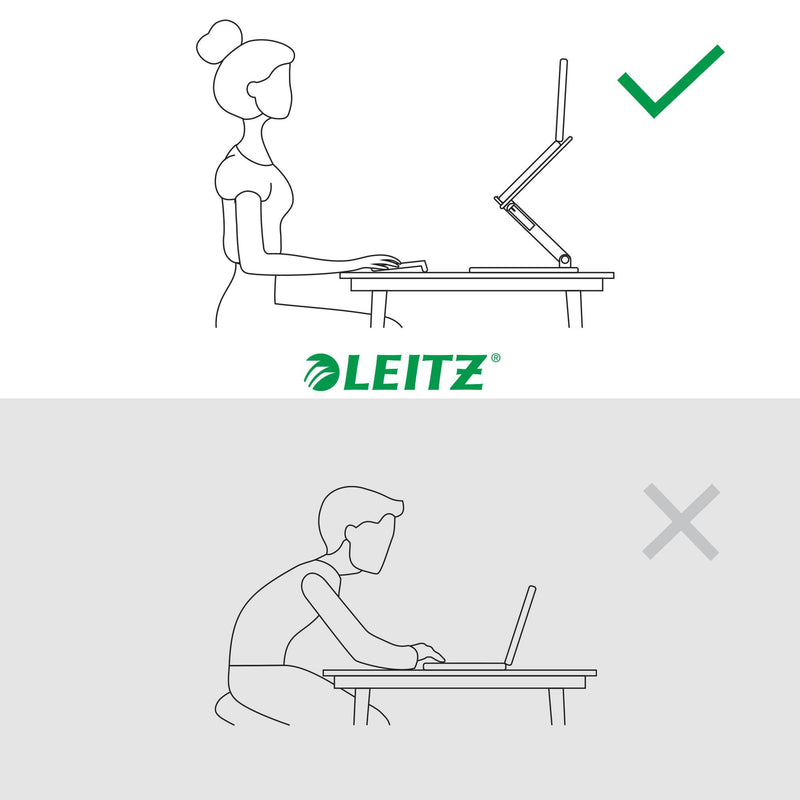 Leitz Ergo Adjustable Multi-Angle Laptop Stand, 80% Recycled Plastic, Dark Grey