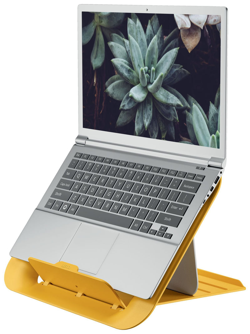 Leitz Adjustable Laptop Stand, Desktop/Tabletop Riser Stand, Compact Laptop Holder With 4 Heights, Ergo Cosy Range, Warm Yellow