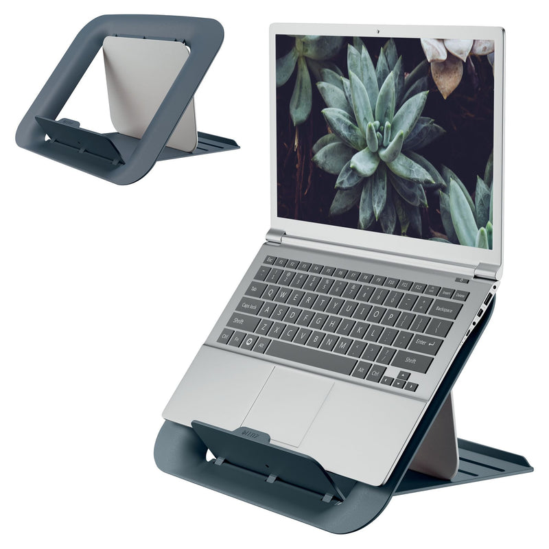 Leitz Adjustable Laptop Stand, Desktop/Tabletop Riser Stand, Compact Laptop Holder With 4 Heights, Ergo Cosy Range, Velvet Grey