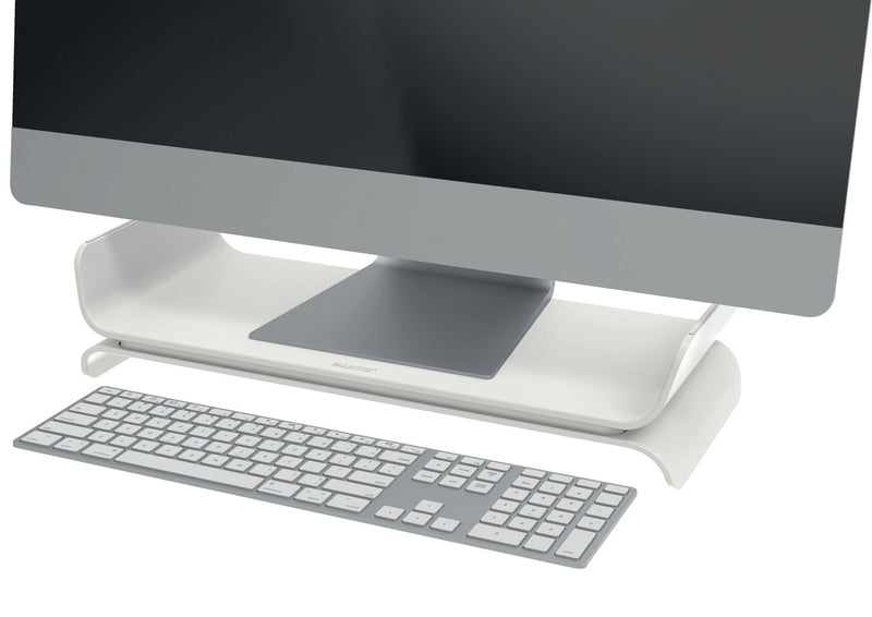 Leitz Ergo Adjustable Monitor Stand, Monitor Riser with Two Height Settings, Light Grey/White, 65040085