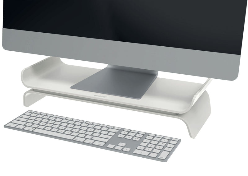 Leitz Ergo Adjustable Monitor Stand, Monitor Riser with Two Height Settings, Light Grey/White, 65040085