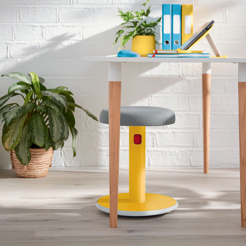 Leitz Active Sit Stand Stool, Height Adjustable Round Swivel Computer Workstation Desk Seat, Ergo Cosy Range, Warm Yellow