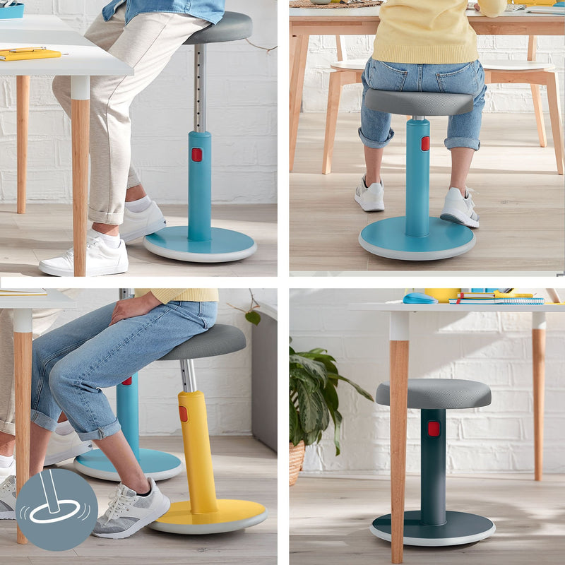 Leitz Active Sit Stand Stool, Height Adjustable Round Swivel Computer Workstation Desk Seat, Ergo Cosy Range, Calm Blue