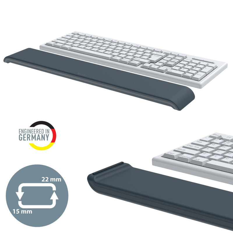 Leitz Ergo Adjustable Keyboard Wrist Rest, Desktop Long Foam Cushioned Wrist Support Pad, For Left Or Right Handed Users, Velvet Grey, 65230089