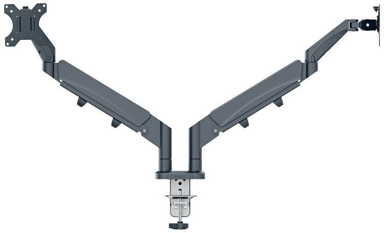 Leitz Ergo Space Saving Dual Monitor Arm, Dark Grey