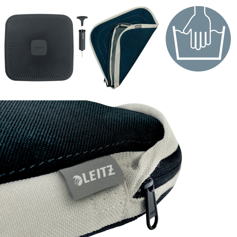 Leitz Ergo Active Wobble Cushion, Ergonomic Seat Cushion, Seat Pad for Improved Ergonomics, Seat Cushion for Office Chair Velvet Grey Cover, 65400089