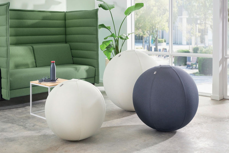 Leitz Ergo Active Sitting Ball, Ergonomically Designed Desk Chair Alternative, 55cm Dia, Inc. Fabric Cover, Hand Air Pump & 2 x Plugs, Grey, 65410085