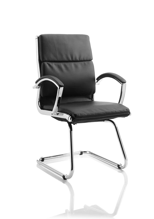 Classic Medium Back Cantilever Visitor Chair / Meeting Room Chair with Arms - Black