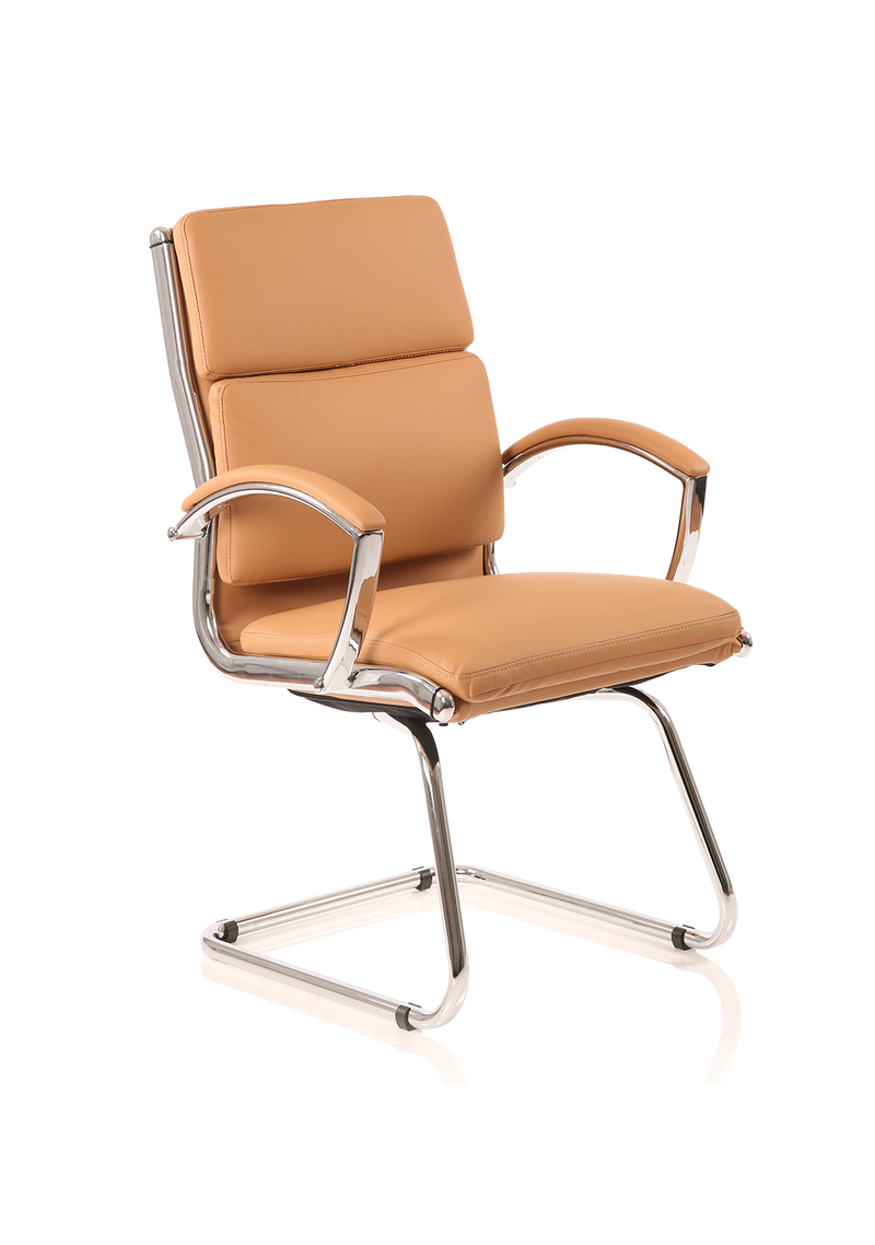 Classic Medium Back Cantilever Visitor Chair / Meeting Room Chair with Arms - Tan