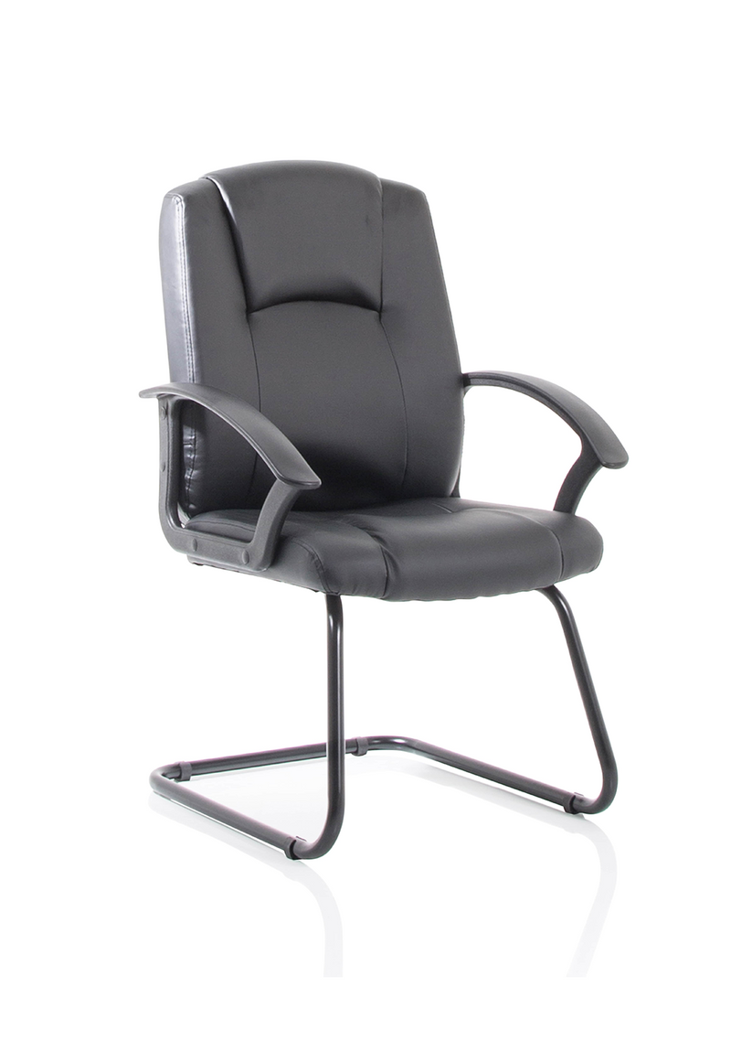 Bella Medium Back Black Bonded Leather Black Frame Cantilever Visitor / Meeting Chair