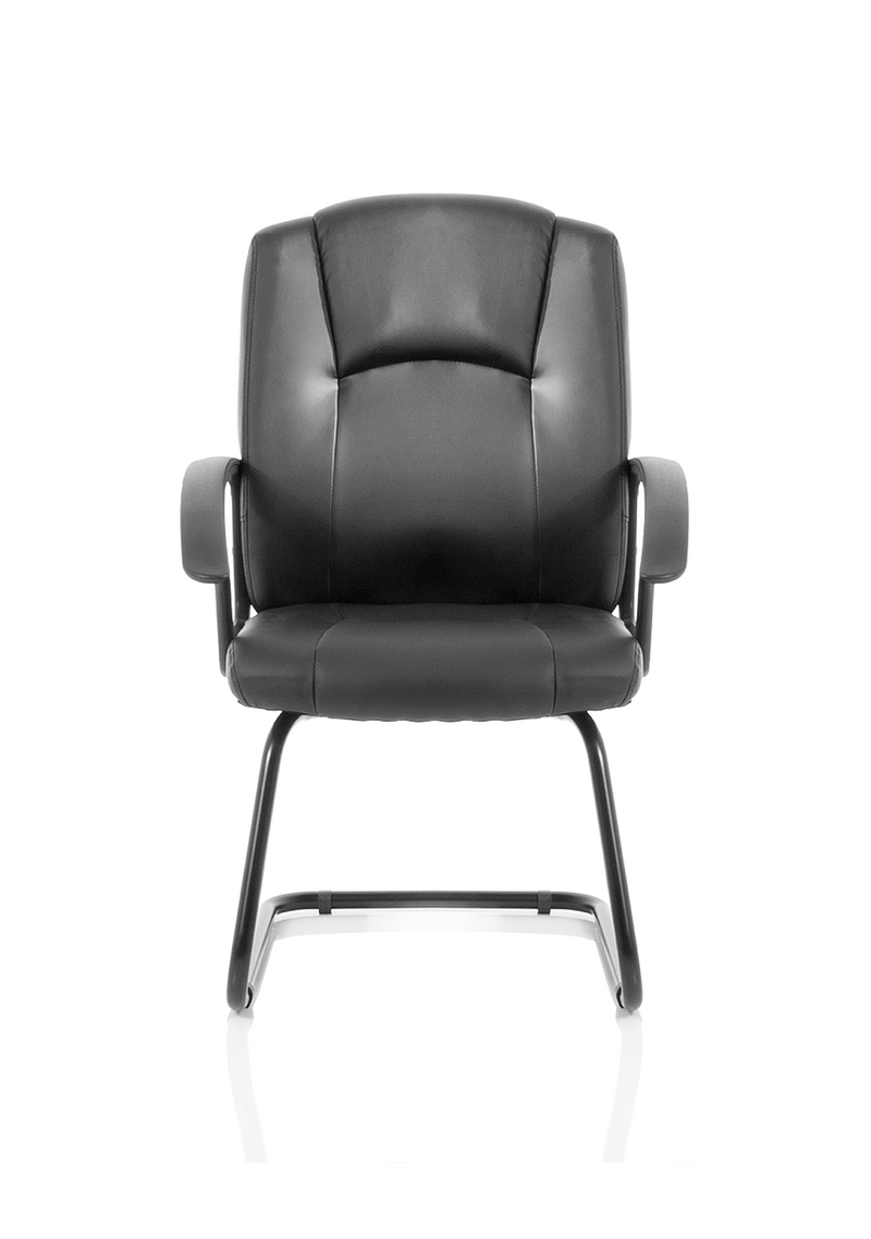 Bella Medium Back Black Bonded Leather Black Frame Cantilever Visitor / Meeting Chair