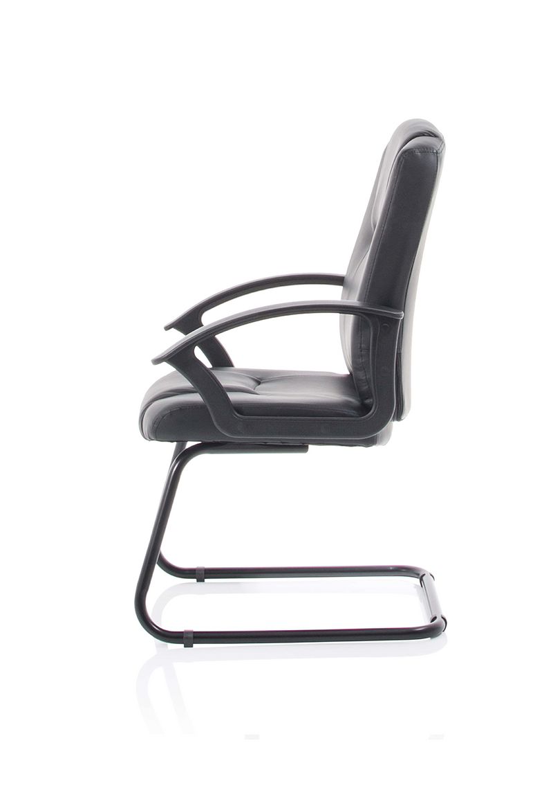 Bella Medium Back Black Bonded Leather Black Frame Cantilever Visitor / Meeting Chair