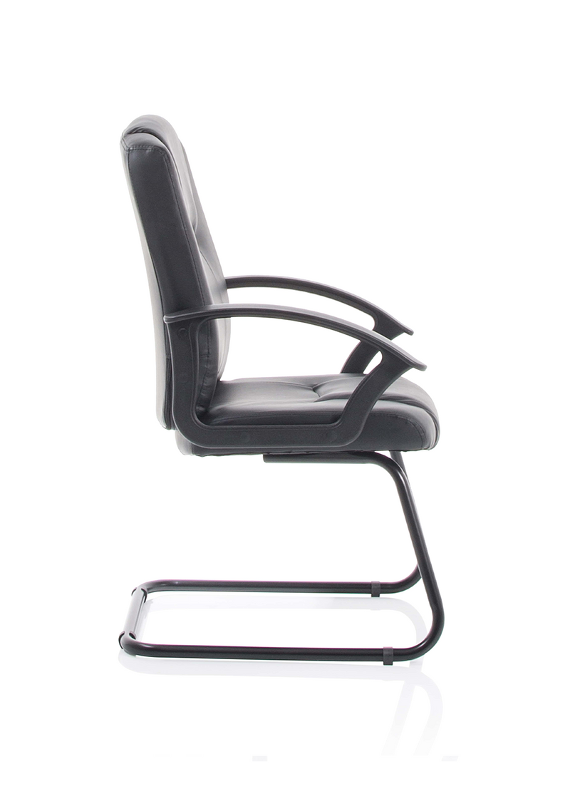 Bella Medium Back Black Bonded Leather Black Frame Cantilever Visitor / Meeting Chair