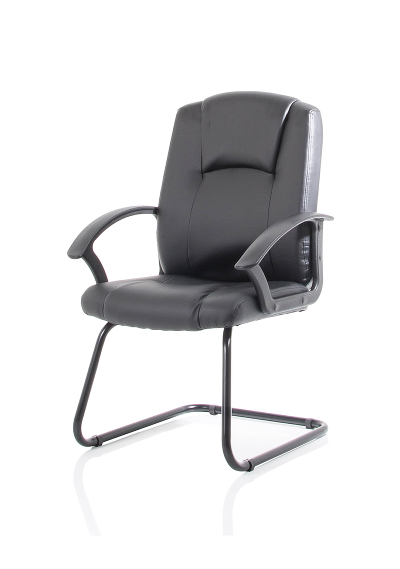 Bella Medium Back Black Bonded Leather Black Frame Cantilever Visitor / Meeting Chair