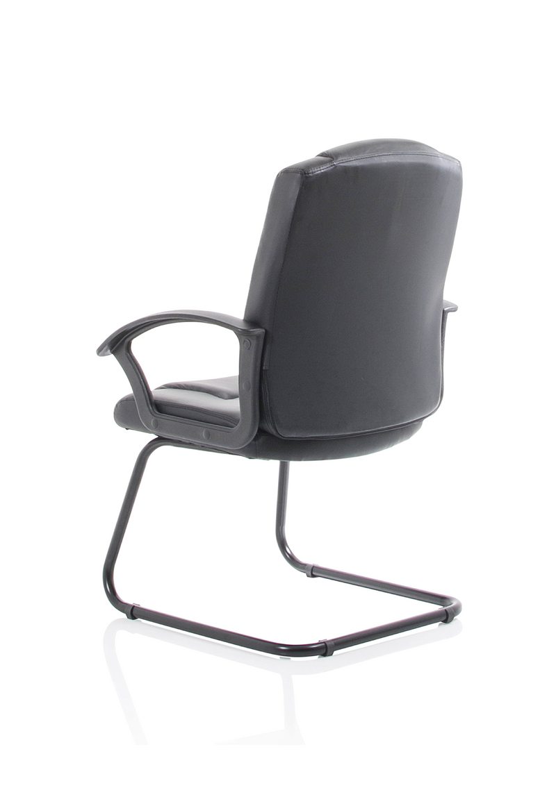 Bella Medium Back Black Bonded Leather Black Frame Cantilever Visitor / Meeting Chair