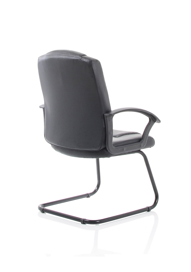 Bella Medium Back Black Bonded Leather Black Frame Cantilever Visitor / Meeting Chair