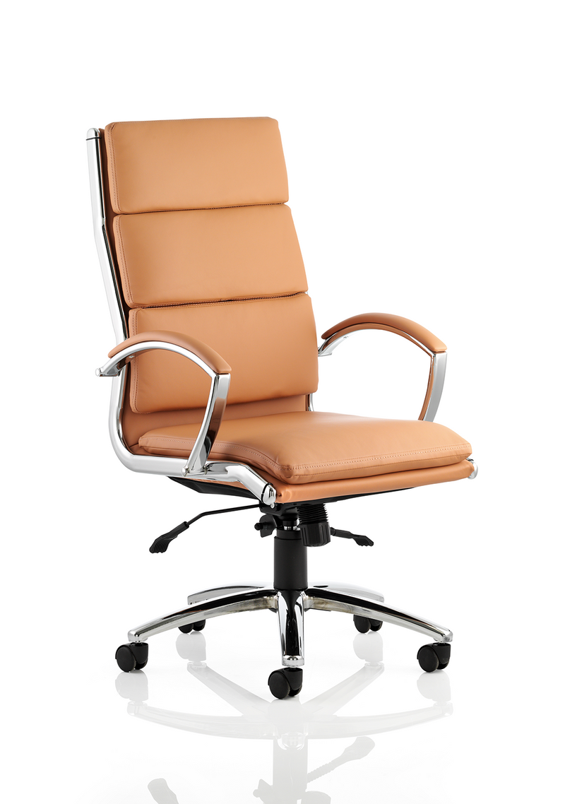 Classic Executive Office Chair with Arms, High Back - Tan