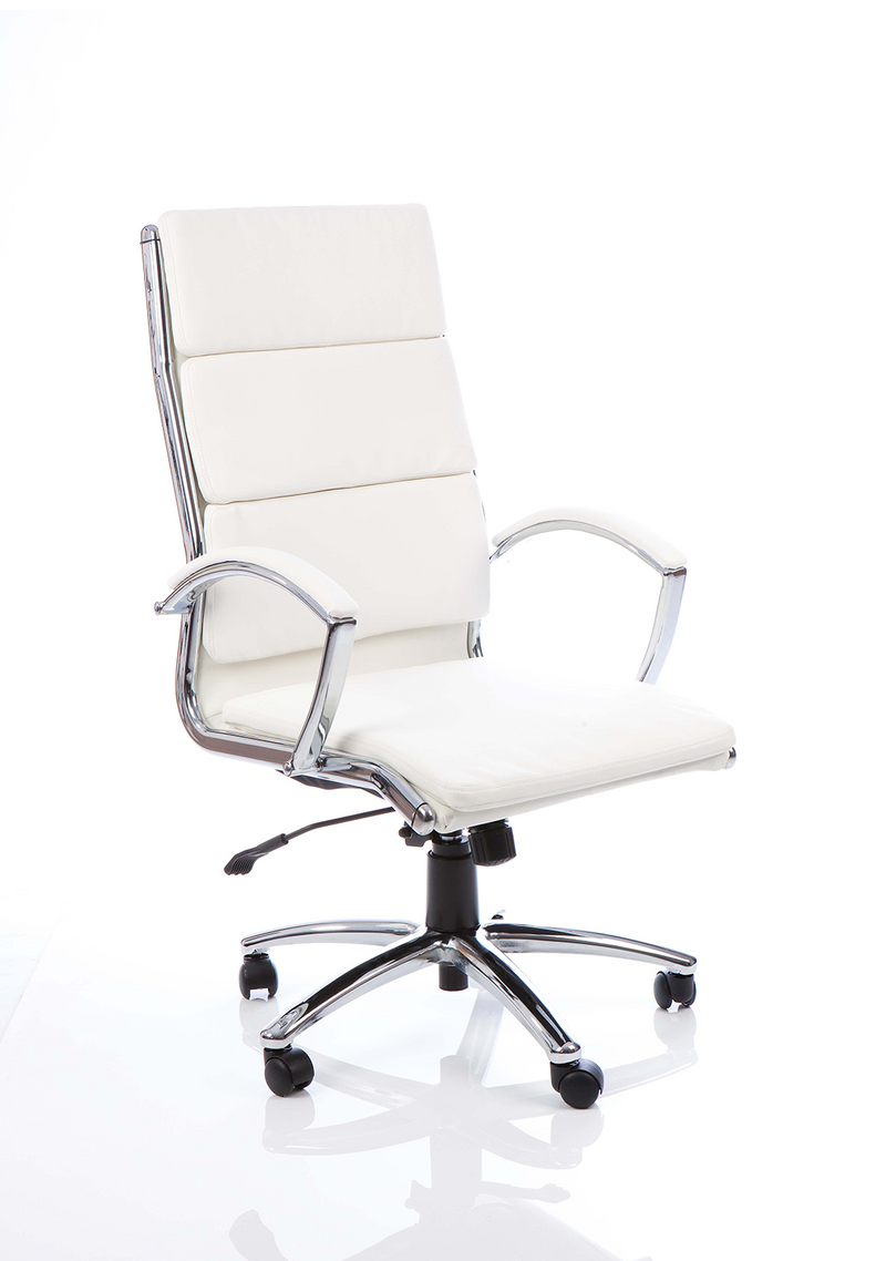 Classic Executive Office Chair with Arms, High Back - White