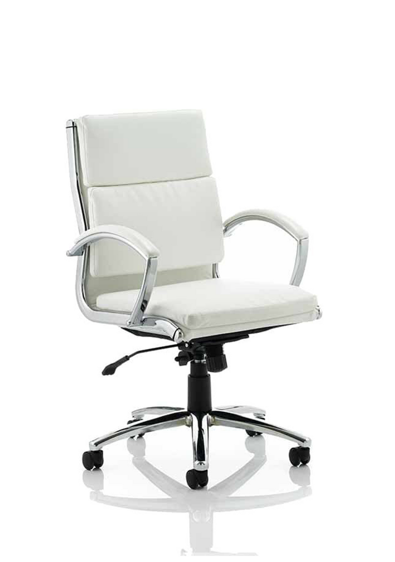 Classic Executive Office Chair with Arms, Medium Back - White