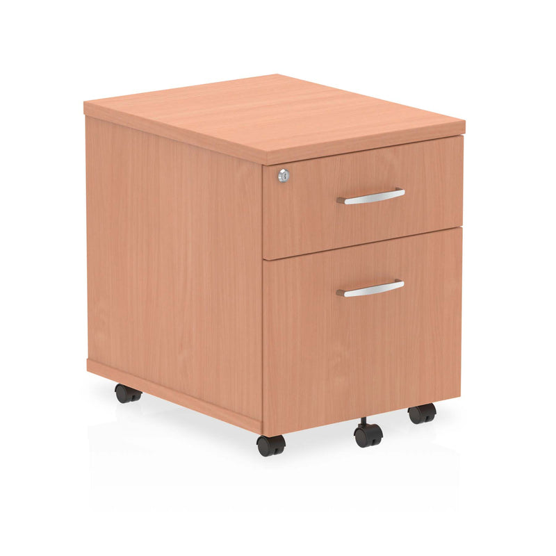 EQUINOX Low Mobile Under-Desk 2-Drawer Pedestal, BEECH