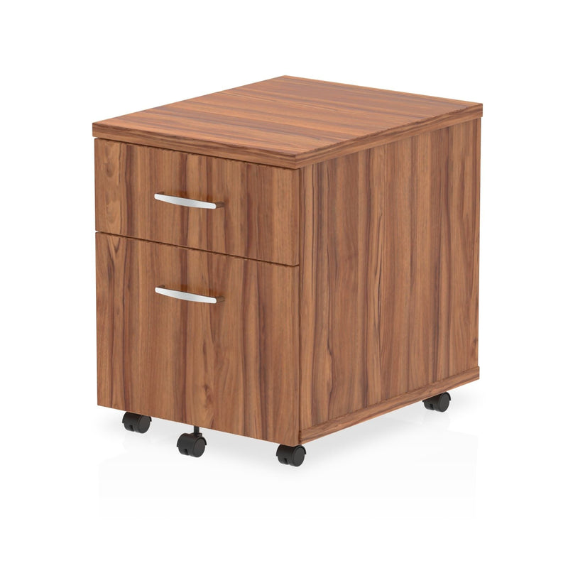 EQUINOX Low Mobile Under-Desk 2-Drawer Pedestal, WALNUT