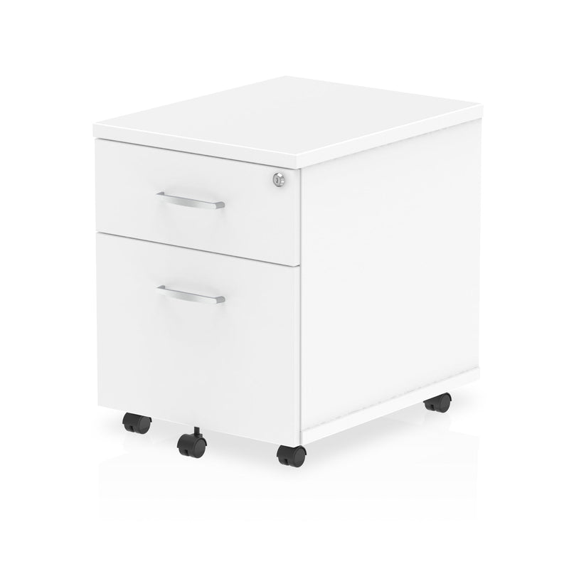 EQUINOX Low Mobile Under-Desk 2-Drawer Pedestal, WHITE