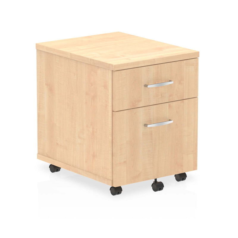 EQUINOX Low Mobile Under-Desk 2-Drawer Pedestal, MAPLE