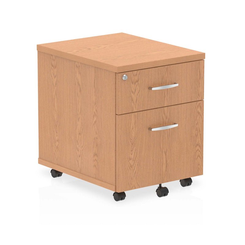 EQUINOX Low Mobile Under-Desk 2-Drawer Pedestal, OAK