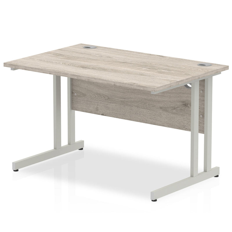 EQUINOX Cantilever Rectangular Desk, 1600mm, GREY OAK