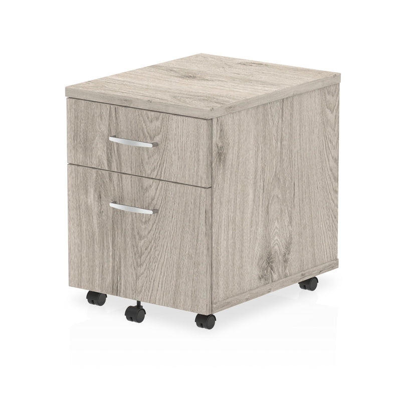 EQUINOX Low Mobile Under-Desk 2-Drawer Pedestal, GREY OAK