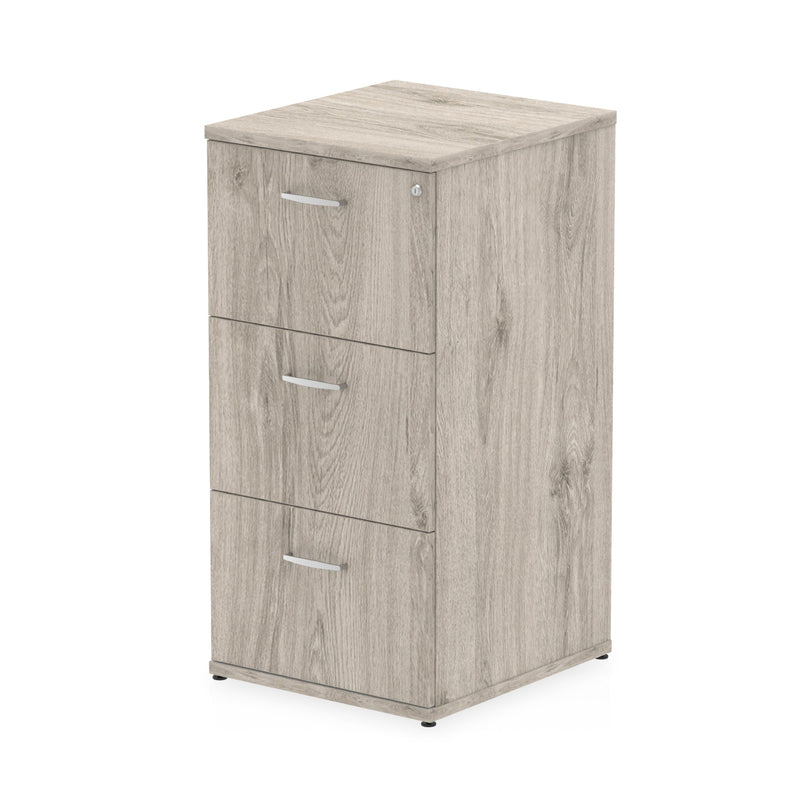 EQUINOX 3-Drawer Wooden Filing Cabinet, GREY OAK