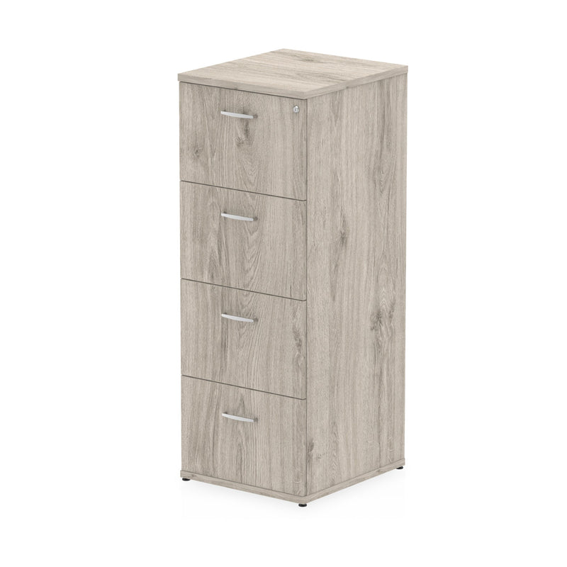 EQUINOX 4-Drawer Wooden Filing Cabinet, GREY OAK