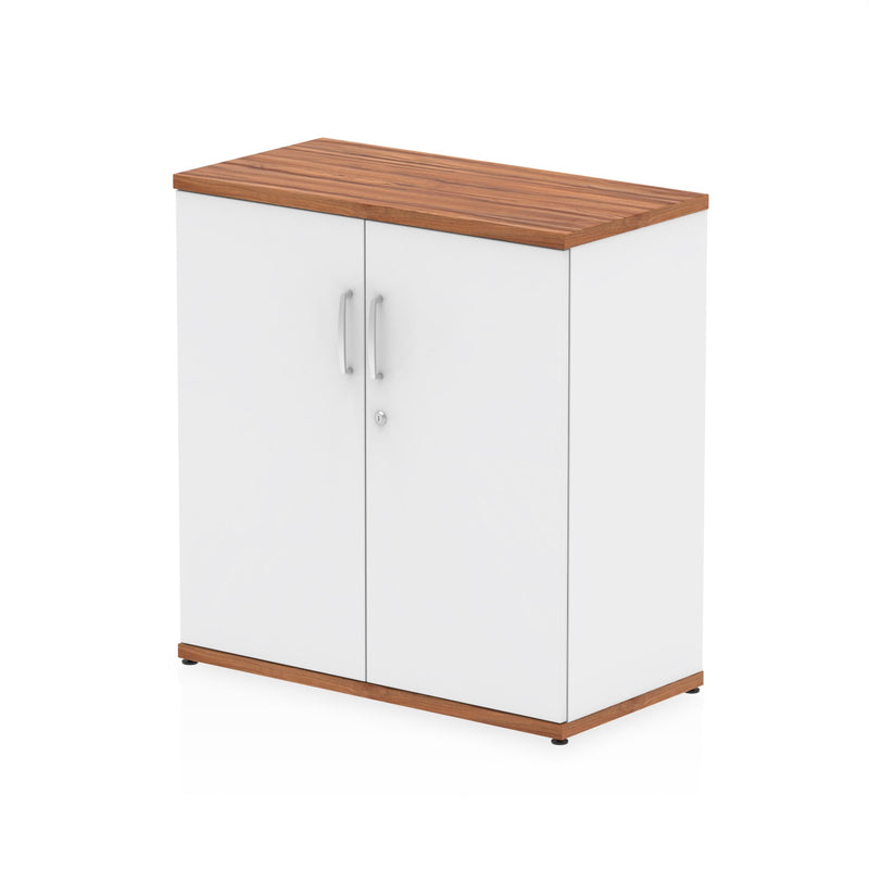 EQUINOX 2-Door Cupboard, Low, Height - 800mm, WALNUT & WHITE