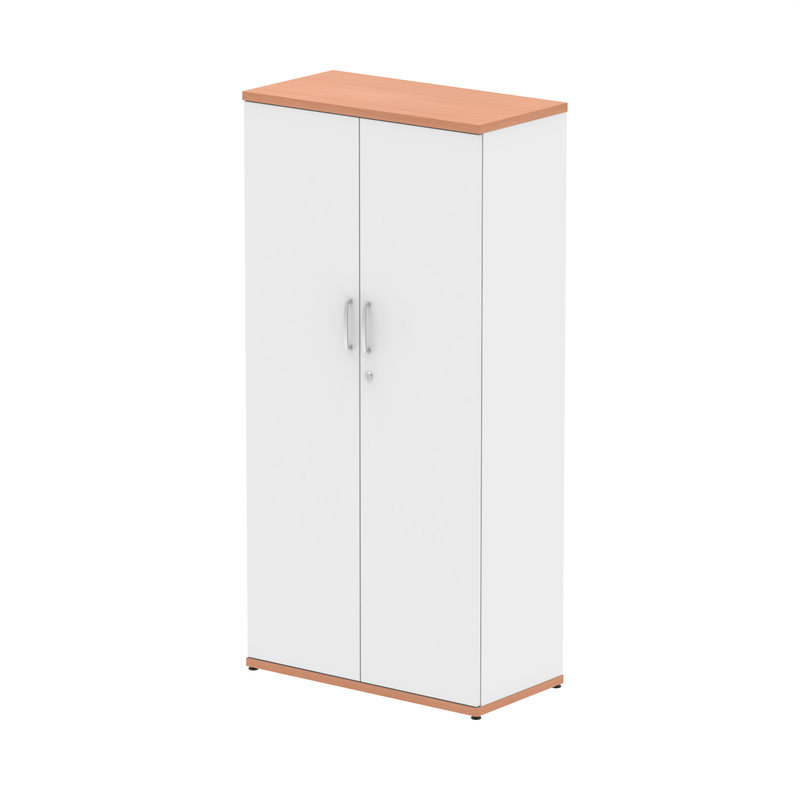 EQUINOX 2-Door Cupboard, Tall, 1600mm, BEECH & WHITE