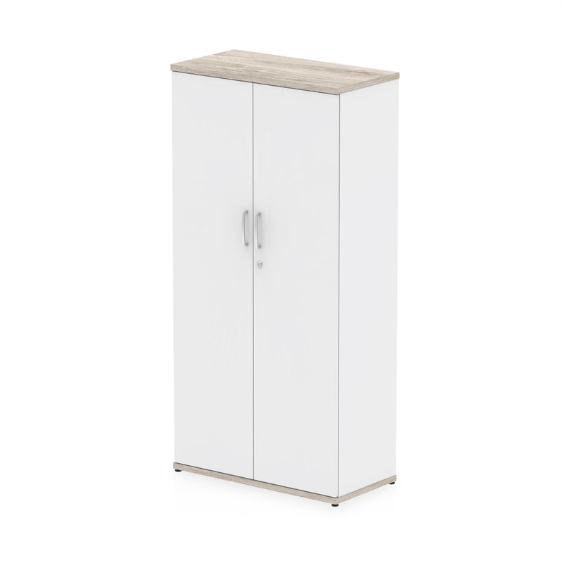 EQUINOX 2-Door Cupboard, Tall, 1600mm, GREY OAK & WHITE