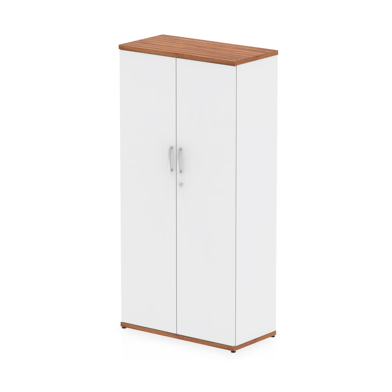 EQUINOX 2-Door Cupboard, Tall, 1600mm, WALNUT & WHITE