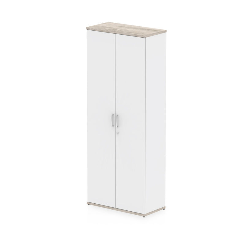 EQUINOX 2-Door Cupboard, Tall, 2000mm, GREY OAK & WHITE