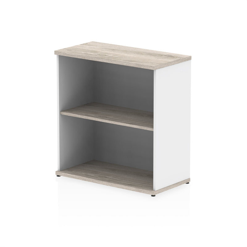 EQUINOX Low Bookcase, 800mm, GREY OAK & WHITE