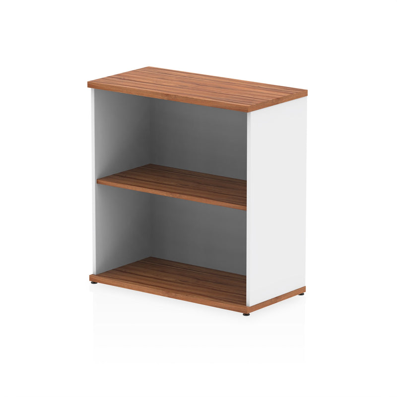 EQUINOX Low Bookcase, 800mm, WALNUT & WHITE