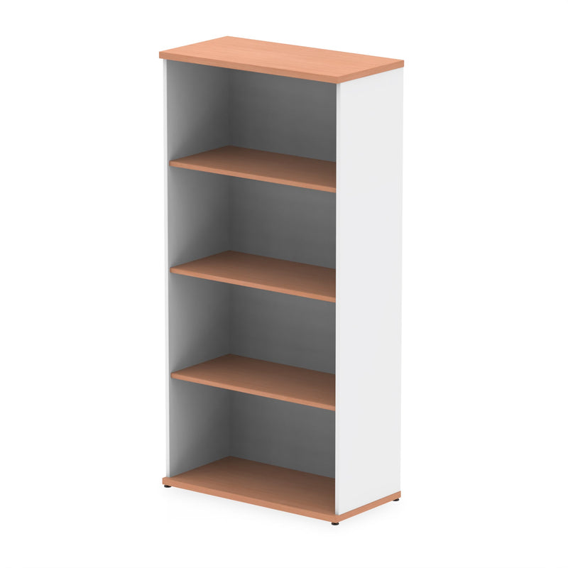 EQUINOX Low Bookcase, 1600mm, BEECH & WHITE