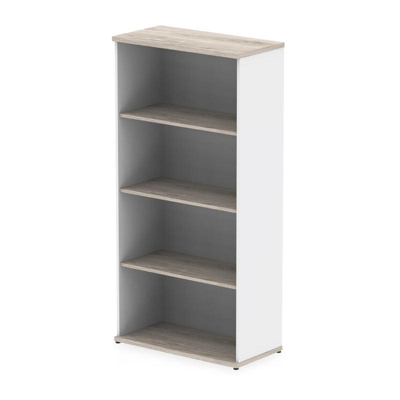 EQUINOX Low Bookcase, 1600mm, GREY OAK & WHITE