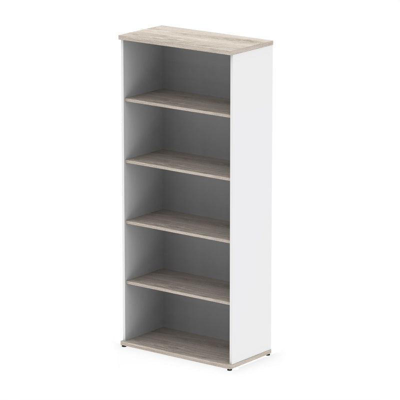 EQUINOX Low Bookcase, 2000mm, GREY OAK & WHITE