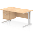 EQUINOX Cantilever Rectangular Desk, Single Pedestal, 1400mm, OAK