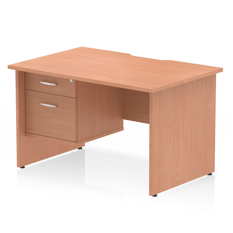 EQUINOX Panel End Rectangular Desk, Single Pedestal,1400mm, BEECH