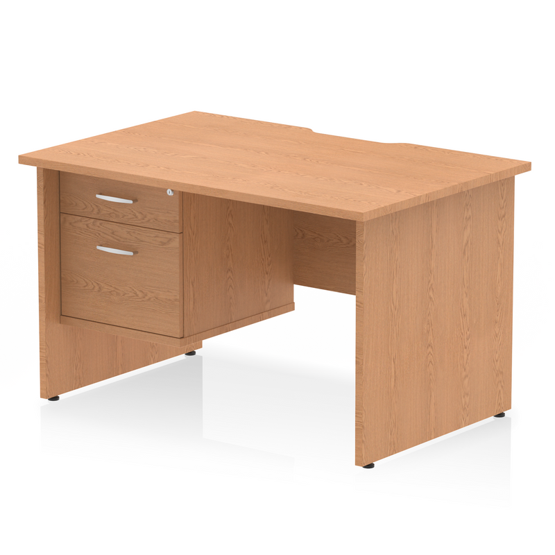 EQUINOX Panel End Rectangular Desk, Single Pedestal,1600mm, OAK