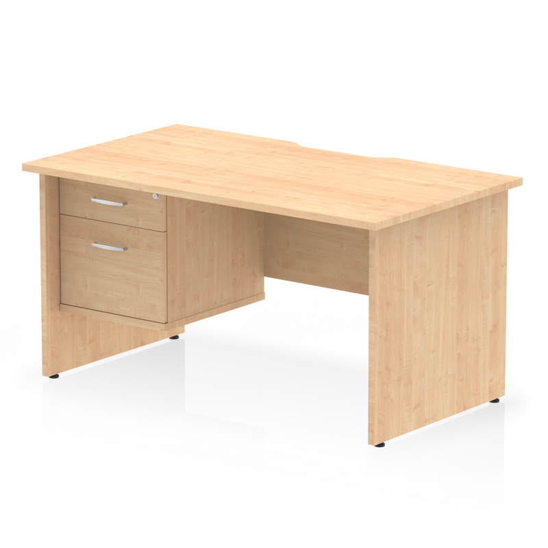 EQUINOX Panel End Rectangular Desk, Single Pedestal,1600mm, MAPLE