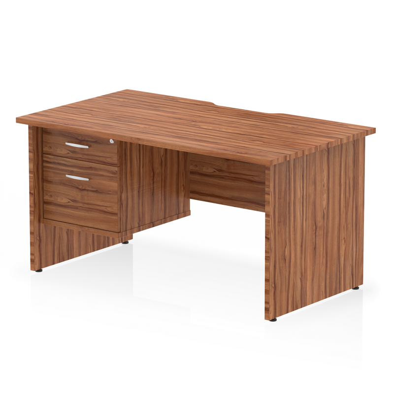 EQUINOX Panel End Rectangular Desk, Single Pedestal,1200mm, WALNUT